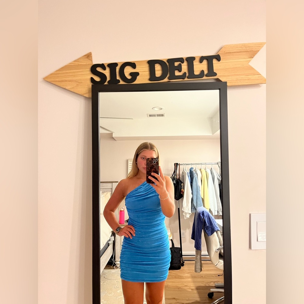 Lioness Goddess Mini Dress Blue